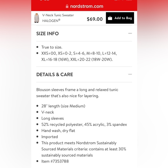 Halogen Nordstrom Heather Gray V Neck Long Sleeve Sweater Tunic NWT - Picture 12 of 13